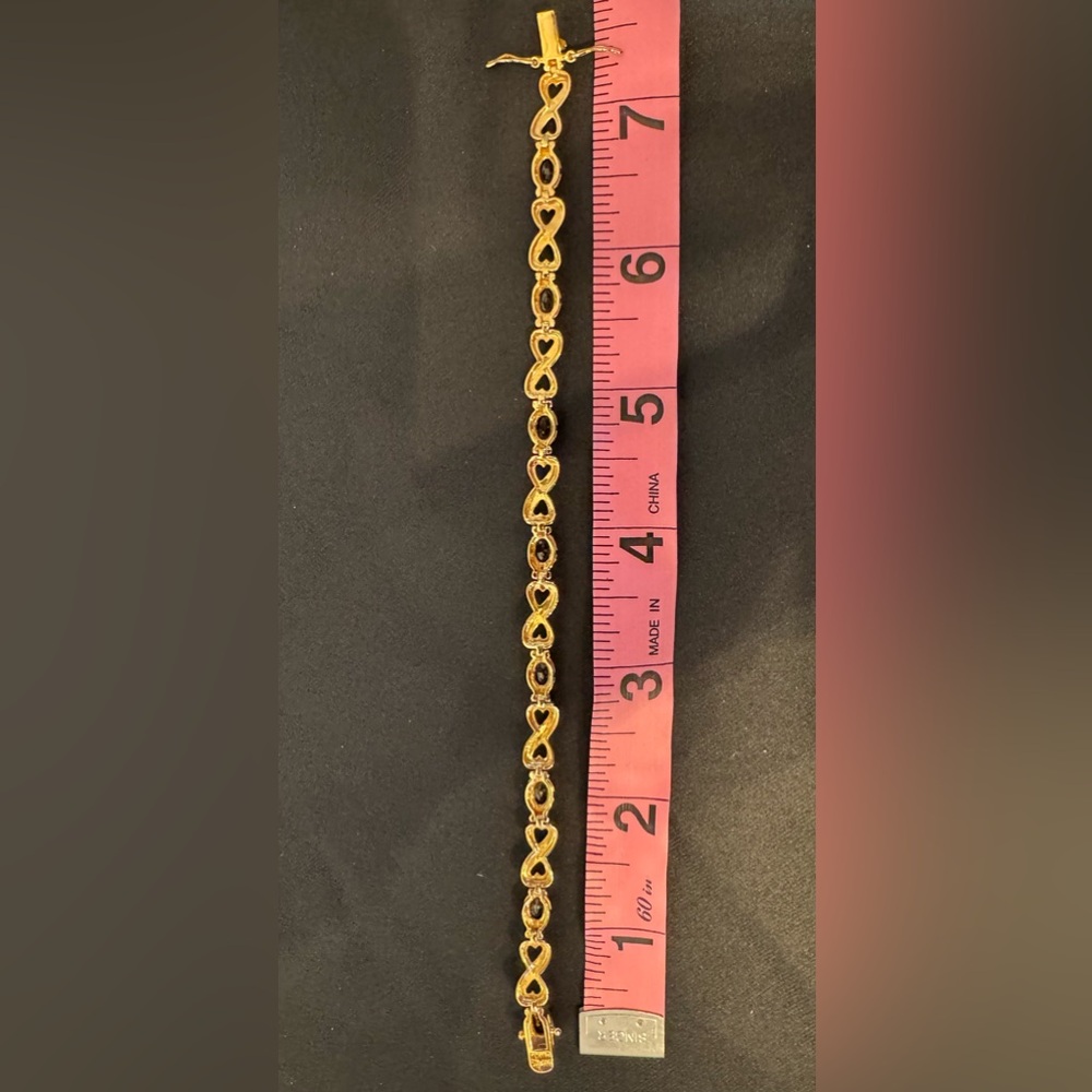 Sterling Silver Gold Vermeil Sapphire Tennis Bracelet Infinity Link 7.5” - EUC - Picture 9 of 9